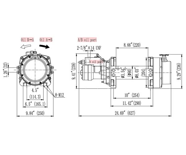 Novawinch HEN8000 hydraulic winch schematic