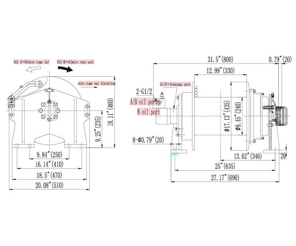 Novawinch HW-100NH hydraulic winch schematics