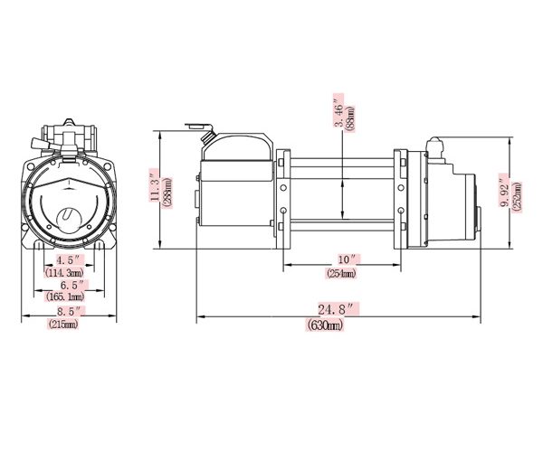 Novawinch NVT15000 electric winch schematic drawing