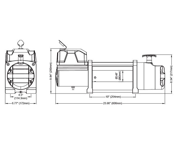 Novawinch PRO 12500SR electric winch schematic drawing